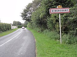 Gibercourt (Aisne) city limit sign.JPG