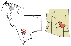 Расположение Коппер Хилл в округе Хила, штат Аризона.