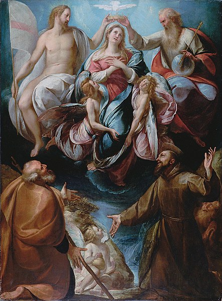 File:Giulio Cesare Procaccini (Italian (Bolognese) - Coronation of the Virgin with Saints Joseph and Francis of Assisi - Google Art ProjectFXD.jpg