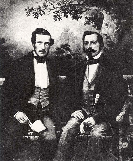 Photograph of Oscar I (right) and his son Prince Gustaf (left), c. 1852