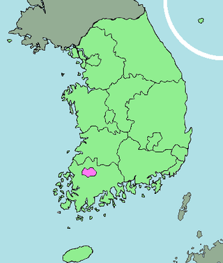 Peta Korea Kidul kaliyan Gwangju dipunwarna