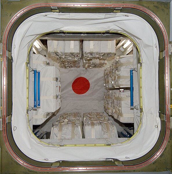 The inside view of the Pressurised Logistics Carrier section of HTV-1.