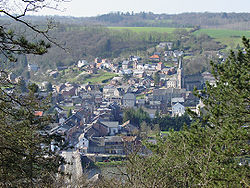 Blick nach Westen über Hamoir vom Belvédère de Coïsse