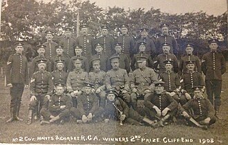 Hampshire and Dorset Royal Garrison Artillery at Cliff End, 1908 Hampshire Dorset RGA, 1908.jpg