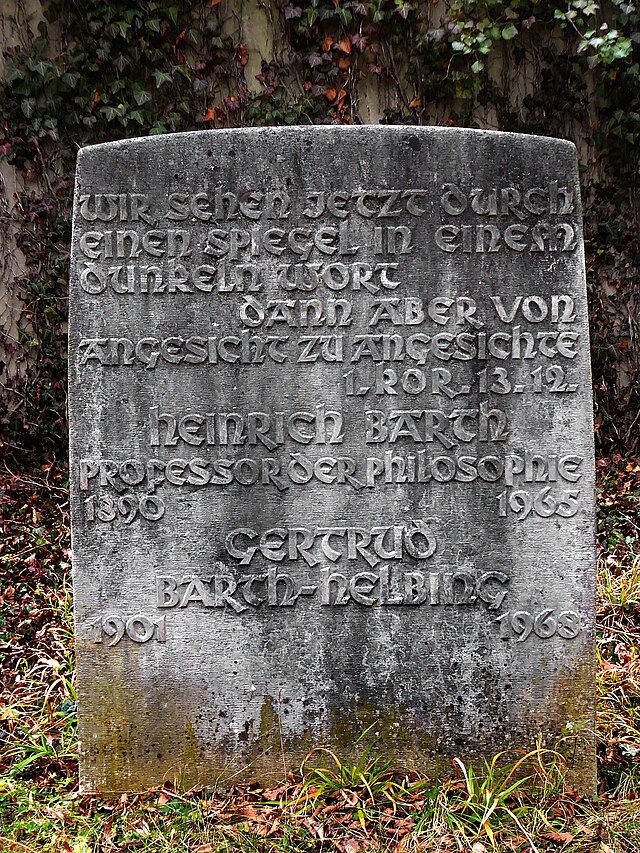 Heinrich Barth-Helbing (1890–1965) Dr. phil., Professor, E. h. der Theologie, Ehrengrab auf dem Friedhof am Hörnli, Riehen, Basel-Stadt