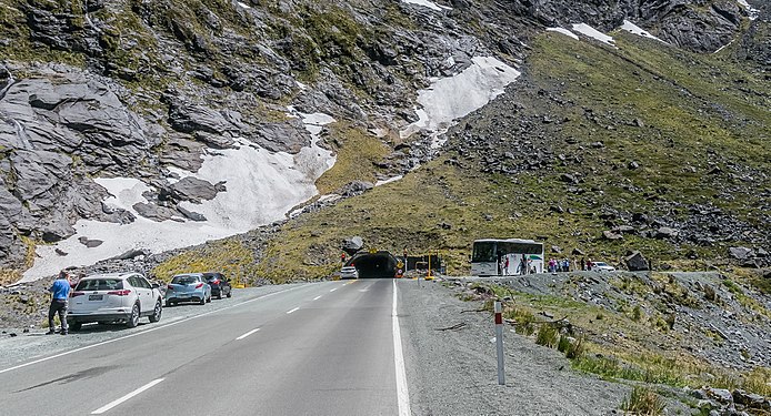 Homer Tunnel in Fiordland National , South Island of New Zealand