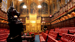 The chamber of the House of Lords, the UK's Upper House House of Lords Chamber.png