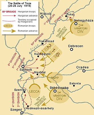 Hungarian-Romanian War of 1919, battle of Tisza - English