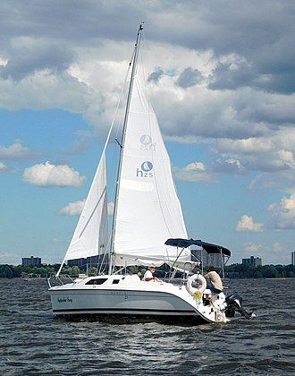 Hunter 25-2 showing rudder and walk-through transom Hunter 25 sailboat September Song 2236.jpg