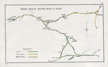 A pre-grouping railway junction diagram around Ilkley, Burley, Milner Wood & Otley Ilkey, Burley, Milner Wood & Otley RJD 87.jpg