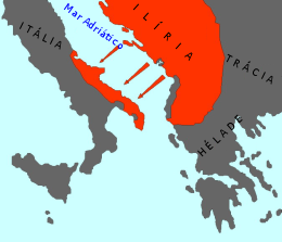 Illyrian colonies in Italy 550 BC (Portuguese) (simple map).svg