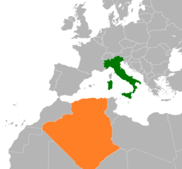 Mappa che indica l'ubicazione di Italia e Algeria