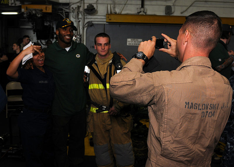 File:Jarrett Bush with U.S. Sailors and Marines.jpg