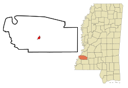 Jefferson County Mississippi Incorporated and Unincorporated areas Fayette Highlighted.svg