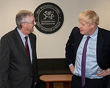 First Minister of Wales Mark Drakeford (left) with then UK Prime Minister Boris Johnson (right) in 2019 Johnson met with Mark Drakeford for Brexit in Wales.jpg