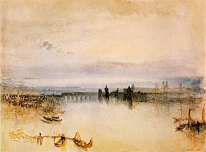 Vue de Constance (Allemagne) de l'année 1842 (vraisemblablement avec les murs d'enceinte) par William Turner.