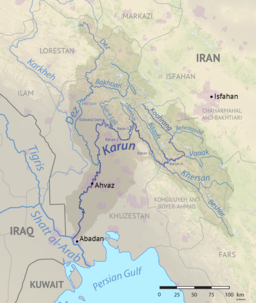 Karta över floden Karun.