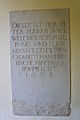 Gedenktafel an den vermutlichen Bauherrn der Kirche, Peter Zeidler (Pfarrer in Medingen) von 1605 in der Vorhalle der Kirche