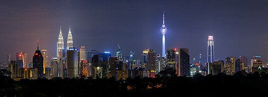 Kuala Lumpurs skyline om natten (2019)
