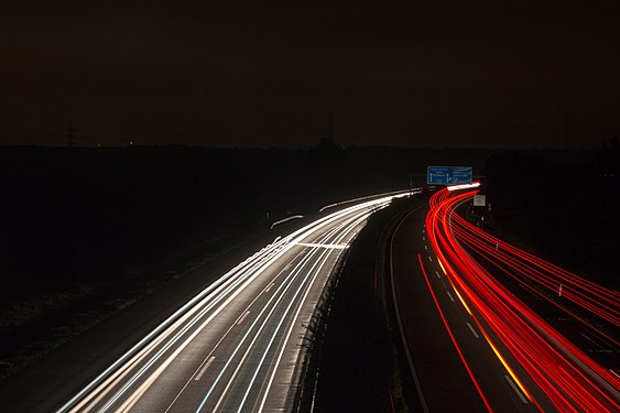 Traffic on german Autobahn 61 in motion.