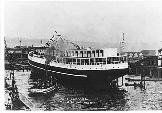 WH Seward being launched at Moran Brothers Shipyard April 16, 1900