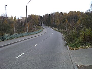 El último cuarto de la calle pasa por el Parque Forestal de Khimki.