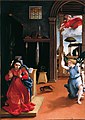 The Annunciation circa 1534 date QS:P,+1534-00-00T00:00:00Z/9,P1480,Q5727902 Museo civico Villa Colloredo Mels, Recanati