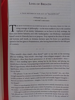 <span class="mw-page-title-main">Loss of Breath</span> 1846 story by Edgar Allan Poe