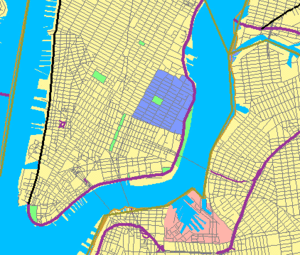 A map of Alphabet City, identified as the location of Mutant Town in New X-Men #127 Lower Manhattan Map Alphabet City.GIF