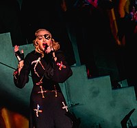 Madonna performing "Like a Prayer" as the concert's second to last number. Madame x Tour (1) (cropped2).jpg