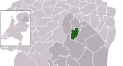 Posição destacada de Assen em um mapa municipal de Drenthe