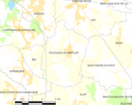 Mapa obce Cruzilles-lès-Mépillat