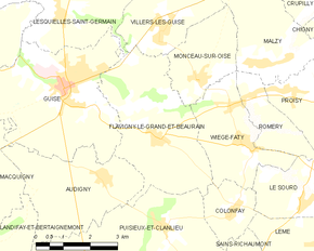 Poziția localității Flavigny-le-Grand-et-Beaurain