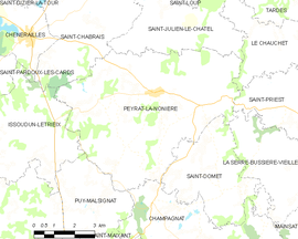 Mapa obce Peyrat-la-Nonière