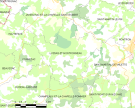 Mapa obce Lussas-et-Nontronneau
