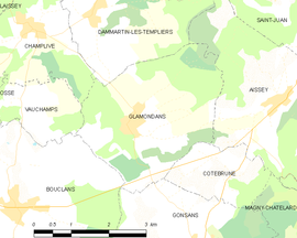 Mapa obce Glamondans