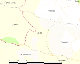 Mapa obce Monès
