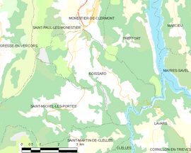 Mapa obce Roissard