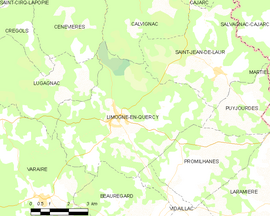 Mapa obce Limogne-en-Quercy