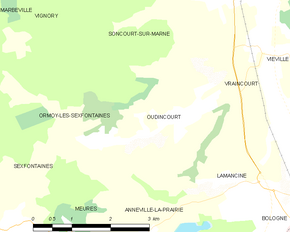 Poziția localității Oudincourt