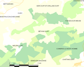 Mapa obce Béthincourt