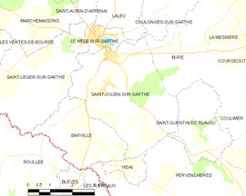 Mapa obce Saint-Julien-sur-Sarthe