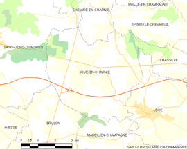 Mapa obce Joué-en-Charnie