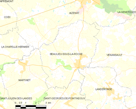 Mapa obce Beaulieu-sous-la-Roche