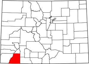 Mappa del Colorado che evidenzia la contea di La Plata