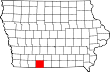 Harta statului Iowa indicând comitatul Ringgold