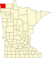 Map of Minnesota highlighting Kittson County