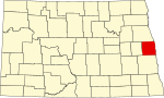 State map highlighting Traill County