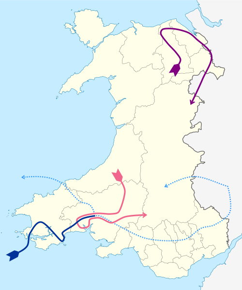 Map of Wales during the Glyndŵr Rising