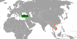 Bản đồ vị trí Turkey và Vietnam